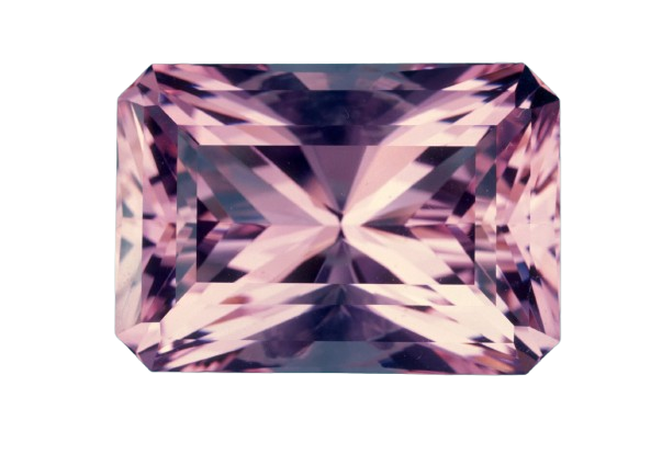 Alexandrium™-A precision-cut, rectangular gemstone displaying a delicate pink to soft lavender hue.