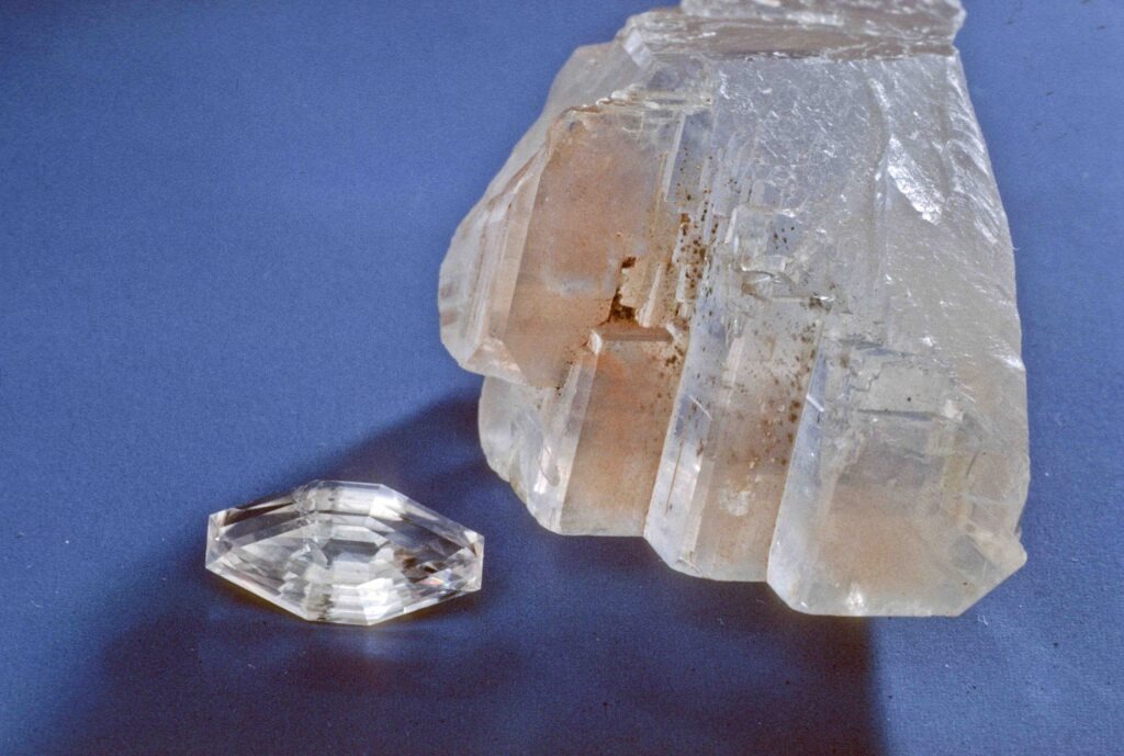 Dolomites: New Mexico (gem about 2 cts, rough 2 inches across).